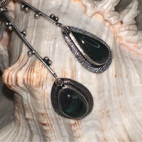 Modern Ruby Ziosite dangle multi-gem handmade statement Necklace - Picture 3 of 14